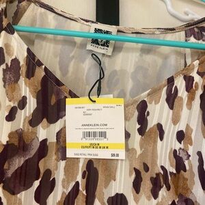 Anne Klein Leopard Print Top in Purple and Brown